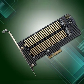M. 2 Карта на педала на газта NVMe NGFF SATA Dual SSD Карта адаптер SSD до PCI-E Поддържа конвертор MKey BKey SSD в PCI-E NVME 32 gbps