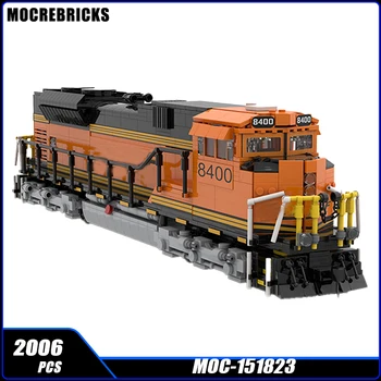 MOC Classic Railway Влак North Santa Fe 8400 SD70ACE Градивни елементи Монтажна модел Тухли Дисплей Креативни детски играчки