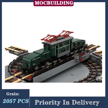 MOC Електрическа въртяща се платформа, на 2 модела, градивен елемент, Кораб, влак, Транспорт, Локомотив, колекция от играчки, подаръци