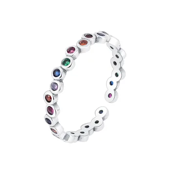 MeiBaPJ S925 Стерлинговое сребро, пръстен цветна ивица, Чаопай, Изискан модерен булчински бижута за жени