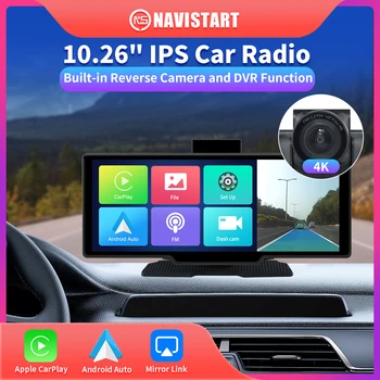 NAVISTART 10,26-инчов безжичен радиото в автомобила Carplay & Android, Дисплей, WIFI-плейър, GPS FM Автомагнитола, Радиокамера, Универсално радио