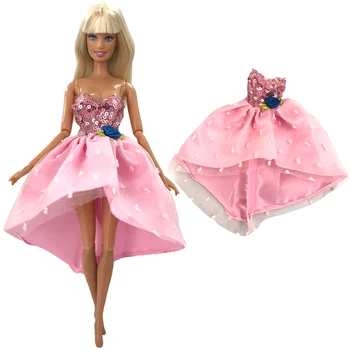 NK 1 бр. Куклено розово дантелено рокля, модни модел пола за парти, ежедневни стоп-моушън дрехи за Барби кукли, играчки Аксесоари за DZ