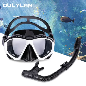 Oulylan Професионална маска за гмуркане с шнорхел и очила за гмуркане, набор от леки дихателни тръби, маска за гмуркане