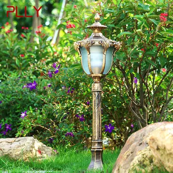 PLLY Бронзов външен газонный лампа LED Ретро градинска лампа Водоустойчива IP65 Начало декор за вътрешния двор на Вилата Лампа