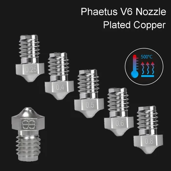 Phaetus V6 Дюза С Покритие От Мед E3D V6 Hotend Екструдер 1,75 мм нишки Спиралите 0.25/0.4/0.5/0.6/0.8 ММ Детайли 3D принтер За Prusa I3 MK3