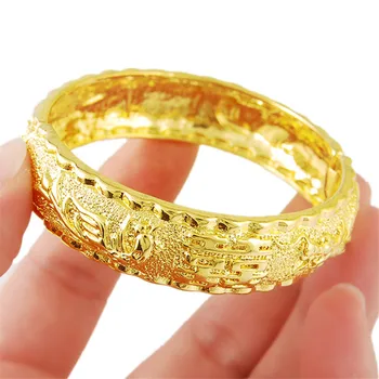 SAIYE Истински 24-каратово златна гривна Hi Word Златна гривна със златно покритие за женските сватбени украси, подаръци