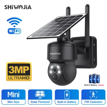 SHIWOJIA WIFI Безжична PTZ Слънчева Камера 3MP Външна Соларен Панел за Видеонаблюдение Двустранен Аудио Защита на Сигурността на ВИДЕОНАБЛЮДЕНИЕ IP Камери
