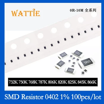 SMD резистор 0402 1% 732K 750 K 768K 787K 806K 820K 825K 845K 866K 100 бр./лот микросхемные резистори 1/16 W 1.0 mm * 0,5 мм