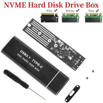 SSD nvme m2 Корпус NVME Кутия за твърд диск USB3.1 Type-C до M. 2 Корпус NVME от алуминиева сплав Кутия за твърд диск SSD M. 2 M Ключ PCIE