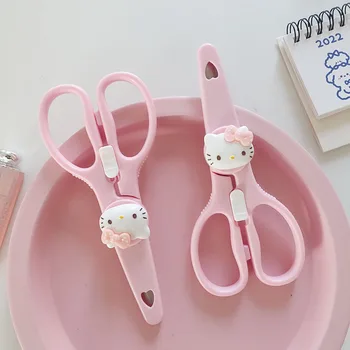 Sanrio Ножици Hello Kitty Аниме Експрес Кутия Хартиени Изрезки Сгъваем Нож За Хартия и Канцеларски материали за студенти Ученически пособия