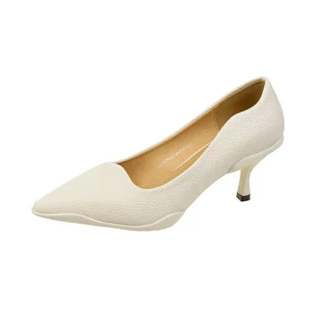 Sapatos Femininas/ Дамски Ежедневни Офис обувки-лодка, без с оранжев цвят, Елегантни европейските стилни обувки на токчета F1029