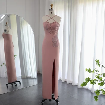 Sharon Said Луксозно Дубайское Вечерна рокля с розова пеперуда и мъниста за жени 2023, Вечерна рокля за сватбеното парти в стил Русалка, рокля за бала SS476