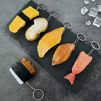 Simulazione Sushi Portachiavi Giocattolo Cucina Giapponese Salmone Modello Frigorifero Adesivo Regalo