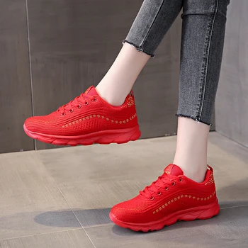 Tide тенденция жените лек обувки за тенис спортни маратонки студентки черно червено сив джогинг пътуване обувки