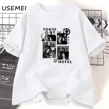 Tokio Hotel Мъжки Дамски Лятна тениска В Японски стил, Дизайнерска тениска с къс ръкав, Дамски Градинска дрехи с графичен принтом, Ежедневни облекла