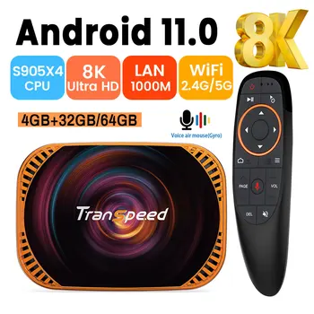 Transpeed Android 11 Amlogic S905X4 TV Box Двойна wifi 32G 64GB BT4.0 4K 8K 3D 1000M Бърз тв-приемник мултимедиен плейър телеприставка