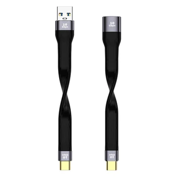 USB кабел от мъже, жени, до тип C, Кратък Гъвкав Проводник за зарядно устройство за мобилен телефон Android
