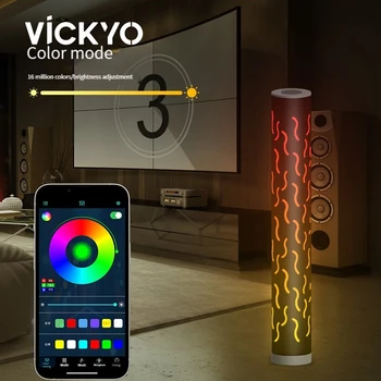 VICKYO САМ RGBIC Околния под лампа с Bluetooth LED Smart под лампа За Дневна Спалня Коледна Украса лека нощ