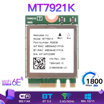 Wi-Fi 6E MediaTek MT7921k трибандов 1800 Mbps на 2,4 G/5G/6G Bluetooth 5,2 WiFi 6 Безжична карта 802.11 AX Windows 10/11, приети от AX210