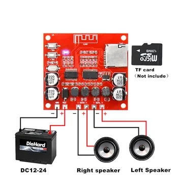 XH-A233 15 W X 2 Bluetooth 4.2 Цифров усилвател на мощност, такса за възпроизвеждане на стерео карта памет, аудиоусилитель 12 ~ 24