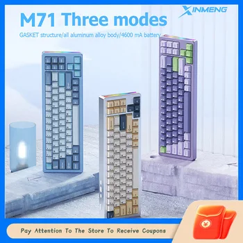 Xinmeng M71 Клавиатура Трехрежимная Bluetooth 2,4 g Жичен Ръчна Rgb клавиатура със задно Осветление Hotswap, Аксесоар за Киберспортивных геймъри, Подаръци за PC