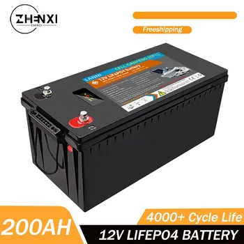 ZHENXI 12V 200Ah LiFePO4 Battery Cycle 6000 + RV Устройство за съхранение на енергия е Акумулаторна Батерия, Вградена в BMS за Осветление, Електрически