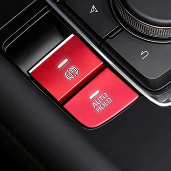 Авто Алуминиева Ръчна Спирачка, Бутон за АВТОМАТИЧНО Задържане на Ръчната Спирачка, Накладки на Рамка Стикер за Mazda 3 Axela CX-30 MX-30 2020 г., Червен