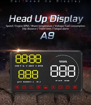 Авто монитор OBD2 System Многофункционална Система за Предупреждение за скорост 5.5-инчов HD-дисплей A9 Digital Head Up Display