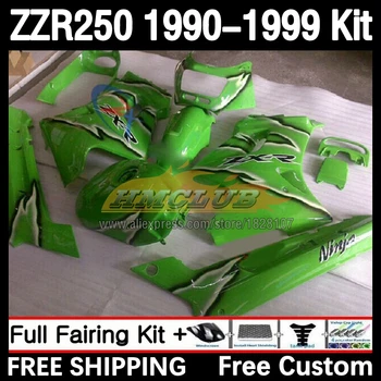 Автомобил за KAWASAKI NINJA ZZR-250 green stock ZZR 250 90-99 86No.43 ZZR250 cc 1990 1991 1992 1993 1994 95 96 97 98 99 Комплект обтекателей