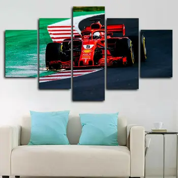 Автомобил от Формула 1, 5 панели, печат върху платно, художествен Плакат, Картини за декорация на дома, Домашен Декор, Картини за вашия интериор, стаи, 5 бр.