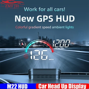Автомобил скоростомер M22 GPS HUD Бордови компютър Smart Auto Проекторът на предното стъкло Налобный дисплей Приспособления Компас време за всички моторни превозни средства