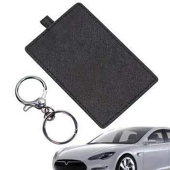 Автомобилна Кожена карта за ключове, защитен капак, ключ за Tesla Model 3, Модел Y 20172021, Аксесоари, калъф за ключове, джоб за ключове за Tesla