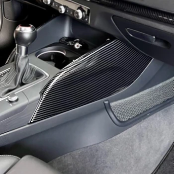 Автомобилна страничен панел за смяна на предавките от въглеродни влакна, Декоративна Стикер на панела за Audi A3 8V S3 RS3 2014-2018, Автоаксесоари