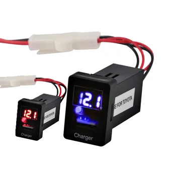 Автомобилно USB зарядно 5V 2.1 A, Волтметър, Адаптер за измерване на напрежение, Запалки За мобилен телефон Toyota