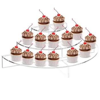 Акрилна Поставка За Кифли Бистра 3 Нива Поставка За Торта Щрангове Полумесец Кула За Кифли Плот Десерт Поставка За Торта Сватбена Торта
