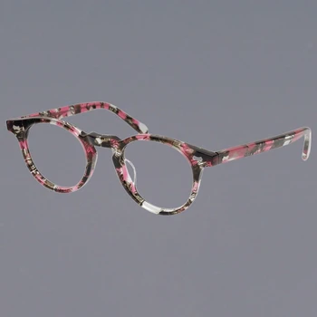 Ацетатная Кръгла два цвята Рамки за Очила за Жени, Персонални Модни Специални Очила, Мъжки слънчеви Очила по Рецепта, на Няколко Опции