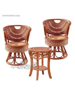Балконный ротанговый стол, масичка за чай от три елемента, въртящи за почивка, сплетен стол от естествен ратан, много малки маси и столове