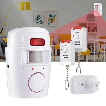 Безжична аларма с датчик за движение и 2 дистанционни управления дистанционно управление, аларма с датчик за движение PIR, Система за домашно сигурност за батерии