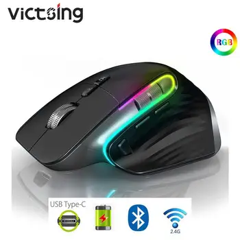 Безжична мишка VT Bluetooth + 2.4 G, Акумулаторна Тиха Ергономична Компютърна Точка за достъп до 4000 За таблет, лаптоп Macbook, Офис игра