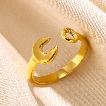 Богемные пръстен с изображение на слънцето и Луната за жени, неръждаема стомана, златен цвят, открита двойка, безименния пръст, модни бижута сватба, безплатна доставка