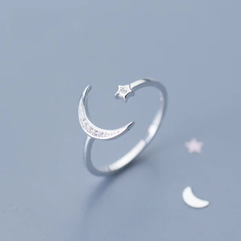 В момента пръстен от Сребро 925 проба, Откриващи пръстени Sweet Star Луната за жени, за Сватба парти, изискани бижута DS3444