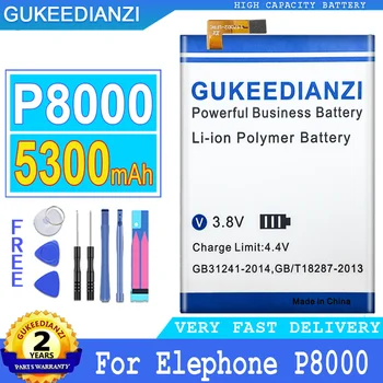 В наличност 5300 ма Оригинална батерия GUKEEDIANZI по-високо качество За смартфон Elephone P8000 Голяма Мощност Bateria 