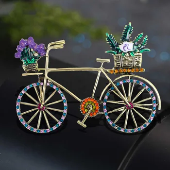 Велосипедна брошка С кристали, Мода лято Велосипедна Жени, Эмалевые декорация, 2 цвята, Висококачествени Аксесоари за дрехи