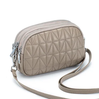 Висококачествени Дамски чанти през рамо от естествена кожа 2023, Луксозна Однотонная чанта от телешка кожа, Дамски чанти-Месинджър