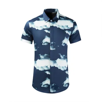 Висококачествени Луксозни бижута Празнична Ежедневни Плажната лятна мъжка риза с копчета с къс ръкав Хавайска риза За мъже