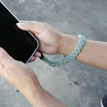 Въже за свободни ръце на телефона, Оплетена каишка за китката Външен ремък за носене камера на мобилен телефон Окачен кабел за носене Плътен Цвят Каки