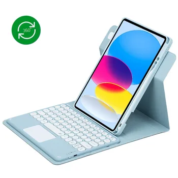 Въртящи се на 360 Градуса Ретро Безжична Bluetooth тракпад Руската испанска клавиатура на иврит, Калъф за таблета iPad на 10 10th Генерал 10.9 2022