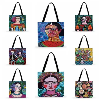Дамска чанта, Сгъваема чанта за пазаруване, Мексико чанта с цветен модел за момичета, чанта-тоут за жени, Ежедневни чанти-тоут, Улични плажни чанти