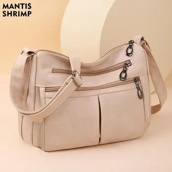 Дамска чанта, модерен качествени дамски чанти през рамо от мека изкуствена кожа, многопластова реколта чанта през рамо, Дизайнерска дамска чанта и портфейл