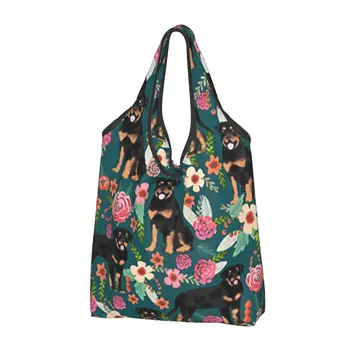 Дамски Ежедневни чанта за пазаруване с цветен модел ротвайлер и кучета, Голяма чанта голям-тоут, Преносима чанта за съхранение, сгъваеми чанти